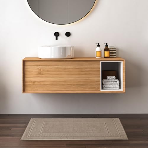 Avalon Towels Beige Bath Mat - 100% Cotton Set of 2 Absorbent Bathmat - Bathroom Mats Quick Dry Bath Mats for Bathrooms (22x34 Inches) - color: Beige, size: Pack of 2
