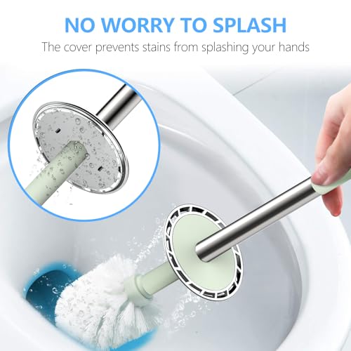 SetSail Toilet Brush, Compact Size Toilet Bowl Brush and Holder Toilet Brushes for Bathroom with Stainless Steel Handle Toilet Cleaner Brush with Durable Scrubbing Bristles, Splash-Proof, Green - color: Green, size: 1 pack