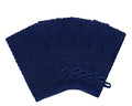 COTTON CRAFT Bath Mitt - 6 Pack Euro Spa Waffle 100% Cotton Towel Mitts | Large 5.5x10 inches Navy Exfoliating Gloves - Sensitive Skin Friendly - Body Bath Shower Glove Washcloth with Hanging Loop - color: Navy - Bath Mitt
