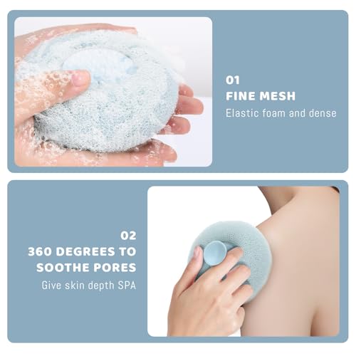 4 Super Soft Sunflower Suction Cup Bath Ball, 2 in 1 Exfoliating Bath Sponge, Shower Ball, Loofah with Suction Cup, Body Sponges for Shower, Sunflower Suction Cup Sponge, Bathing Sponges for Women