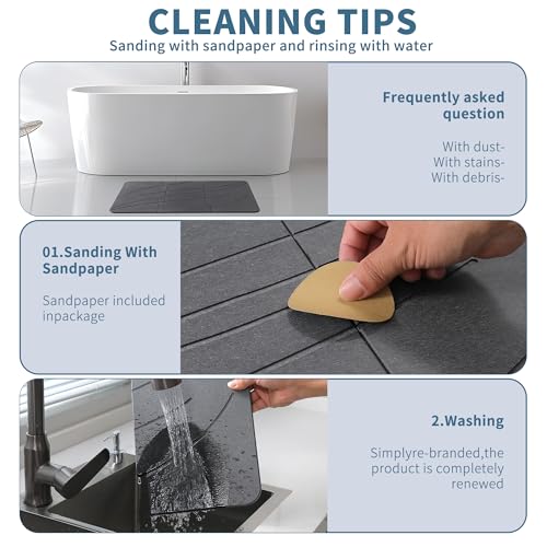 Stone Bath Mats for Bathroom - Foldable Quick Drying Bath Mat(Dark Gray A) | Diatomaceous Earth Bath Mat,, Super Absorbent Stone Shower Mat,Easy to Clean No Smell, Fast Drying for Bathroom and Kitchen - color: Dark Gray a, size: 1'3" x 1'11" (Rectangular)