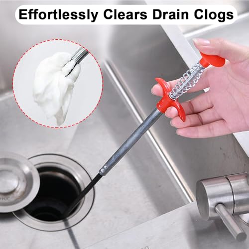 Flexible Claw Grabber Pick up Reacher Tool, Drain Snake Hair Drain Clog Remover Tool Toilet Snakes for Unclogging, Bendable Hose Pickup Reaching Assist for Litter Pick, Home Sink, Toilet (23 Inch)