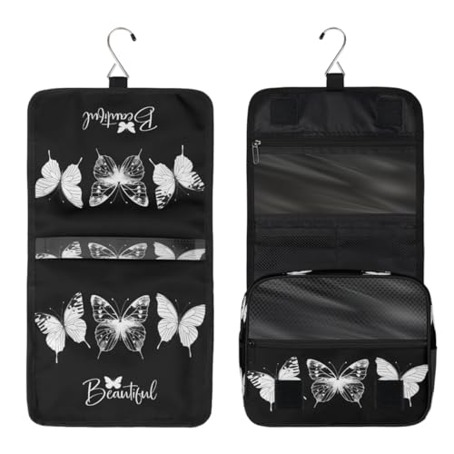 Travel Hanging Toiletry Bag for Women Girl Kinds Of Butterfly Vintage Cosmetic Bag Waterproof Makeup Organizer for Accessories, Shampoo, Full Sized Container, Toiletries for Bathroom Shower - color: B 02