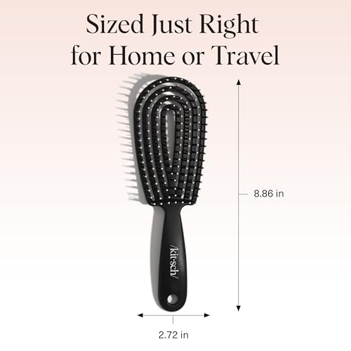 Kitsch Hair Brush Detangler – Flexi Flow Hair Brush for Women, Men & Kids | Detangling Brushes for Curly Hair with Bendable Frame, Bounce Curl Defining Brush for Wet or Dry Strands - Black - color: Black