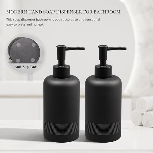 YMXYJM 2pcs/Set Hand Soap Dispenser Sets - 10.8oz Refillable Resin Liquid Soap Dispensers with Rust-Proof Pump for Bathroom Countertop or Kitchen, Classic Black - color: Black