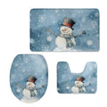 Cute Snowman Bathroom Rug Set Bathroom Rugs Sets 3 Piece Toilet Seat Cover and Rug Set Toilet Lid Cover with Non-Slip Bottom Toilet Lid Cover Set with U-Shaped Rug Bathroom Accessory Set - color: Cute Snowman