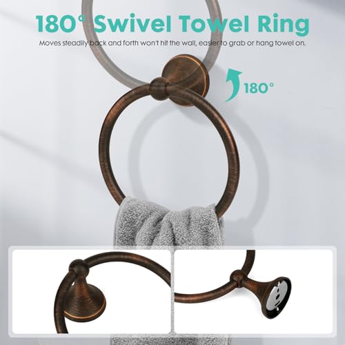 Antique 4 Piece Bathroom Hardware Accessories Set Oil Rubbed Bronze,24 Inch Towel Bar Set with Double Post Pivoting Toilet Paper Holder,Towel Rack Set Vintage,Bathroom Towel Holder Set Bronze - color: Oil Rubbed Bronze