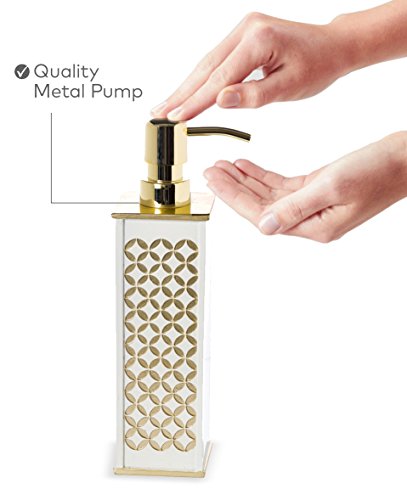 Creative Scents Diamond Lattice White & Gold 4 Piece Bathroom Accessories Set