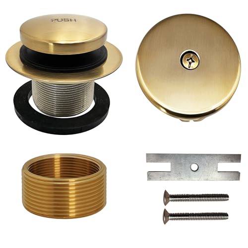 Westbrass A931K-19 Universal 1-3/8" Fine Thread Tip-Toe Bathtub Drain Plug Trim Set with One-Hole Overflow Faceplate and 1-1/2" Adapter Bushing, Champagne Bronze - color: Champagne Bronze