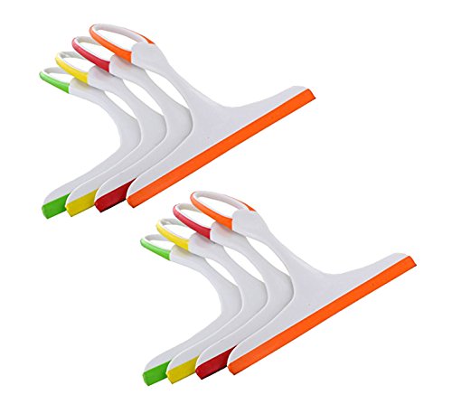 Set of 8 Black Duck Brand Slim Design 9.5" x 9" Window Shower Glass Squeegee Assorted Colors (8)
