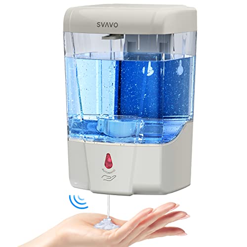 SVAVO Automatic Hand Soap Dispenser, 21 fl.oz/600ml Touchless Soap Dispenser Wall Mounted, Touch-Free Liquid soap Dispenser Sensor Soap Dispenser for Kitchen Hotel Restaurant Bathroom - color: Gray, size: 600ml