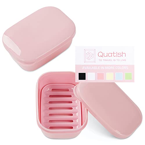 Quatish 2 Pack Travel Soap Container, Portable Soap Holder with Lid, Travel Bar Soap Holder, Soap Case for Camping Gym Travel, Soap Box for Bathroom,Pink - color: Pink