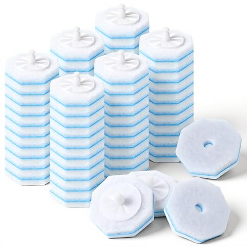60 Counts Disposable Toilet Wand Refills Compatible with Most Bowl Brush Wand, Disposable Bathroom Toilet Brush Scrubber Heads, Toilet Bowl Cleaner Refill Pads for Stain Removal Deep Cleaning