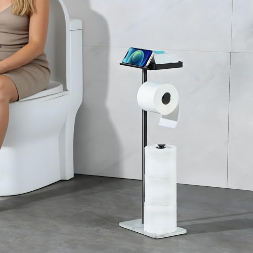 Toilet Paper Stand - Extra Heavy Duty Marble Base Toilet Paper Holder Stand, - color: Marble White