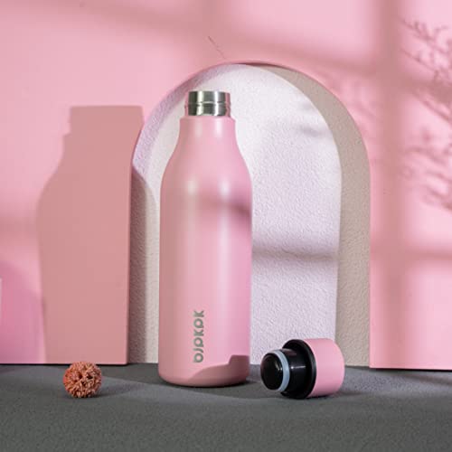BJPKPK Insulated Water Bottles, 18 oz Stainless Steel Metal Water Bottle with Strap, BPA Free Leak Proof Jugs, Mugs, Flasks, Reusable Thermal Flasks for Sports & Travel, Light Pink - color: Light Pink, size: 18 Ounces, style: 18oz