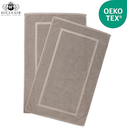 HILLFAIR 900 GSM Cotton Rug Bath Mats Pack of 2 (21x34 Inches), Absorbent Machine Washable Bath Mat for Hotel Spa Tub & Shower, Non Slip Floor Mat, Bathroom Decor Accessories: Stone - color: Stone, size: 2 Piece Towel Set