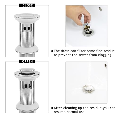 Bathroom Sink Drain,5 Pack Drain Stopper with Overflow,Small Cap Pop Up Drain Assembly with Detachable Strainer Basket,Built-in Anti-Clogging, Stainless Steel Nut Brushed Nickel - color: 5 Pack-brushed Nickel-small Cap, style: With Overflow