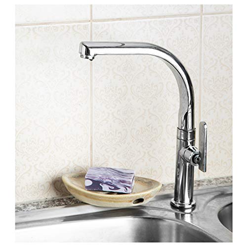 Ceramic Soap Dish with Self Draining Tray for Bar Soap, Bathroom, Kitchen (Ivory No.3) - color: Ivory No.3