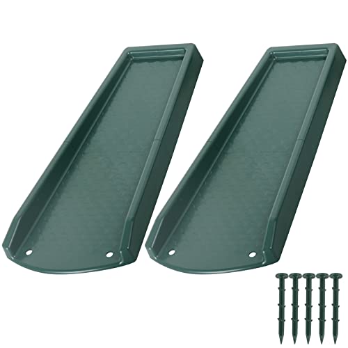 plusgutter Rain Gutter Downspout Splash Block, Gutter Downspout Extensions for Water Drainage, 24" Gutter Splash Guards Downspout Extender, Fixable Down spout Drain Trays with PE Nails(2 Pack, Green) - color: Green