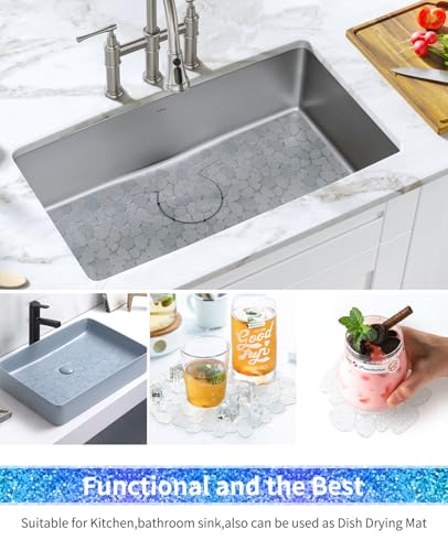Bligli Pebble Sink Mat for Stainless Steel/Ceramic Sinks, PVC Eco-Friendly Sink Protectors for Bottom of Kitchen Sink, Dishes and Glassware, Fast Draining, 15.7 x 11.8 inch (2 Pack, Bling Clear) - color: Bling Clear