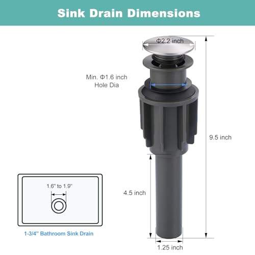 Bathroom Sink Drain Without Overflow, ARCORA Brushed Nickel Pop Up Drain for Vessel Sink Clicker Drain Stopper - color: Brushed Nickel-1 Pack, style: Pon Up Without Overflow