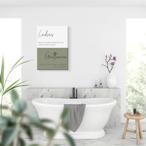 HDXUFJQ Funny Canvas Wall Art - White and Green Toilet Room Humor Wall Decor - Amusing Farmhouse Bathroom Sign - Picture Print - Ladies and Gentlemen - Ready to Hang (8"x10") - color: Wrapped Canvas Bathroom Sign, size: 10"L x 8"W