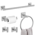 5 Pieces Bathroom Hardware Set, Brushed Nickel Towel Bar Set Includes 23.6” Towel Bar, Towel Ring Holder, Toilet Paper Holder and Two Towel Hooks, Bathroom Accessories Set SUS304 Wall Mounted - color: Brushed Nickel, size: 5 Pieces - Standard