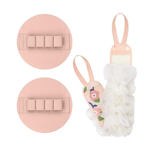 3-Pack Bath Scrubber Kit: 2 Silicone Exfoliating Pats & Double-Sided Long Handle Back Scrubber Bath Puff for Deep Cleansing. (2 Pink & Pink) - color: 2 Pink & Pink
