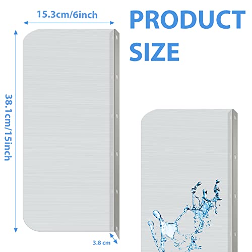 Amylove 15 x 6 Inch Stainless Steel Splash Guard Stainless Steel Wall Mount Guard with Screws Screws for Bathroom Sink Side Sink Splash Prep Sinks Protector for Commercial Kitchen Restaurant - size: 15 x 6 Inch