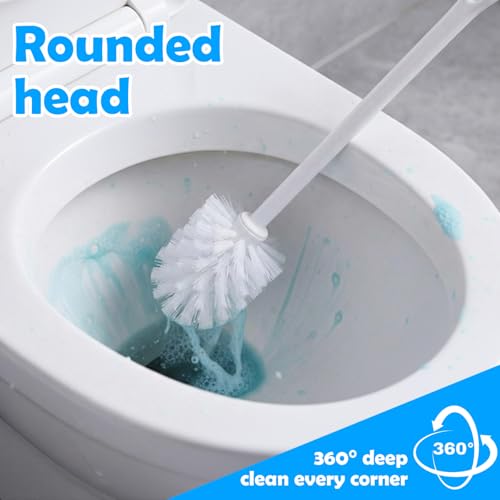 12 Pcs 17.3 Inch White Toilet Brush Bulk with Hook Hole Long Handle Toilet Bowl Cleaner Scrubber for Bathroom Household Cleaning Supplies Christmas Home Gifts - color: White