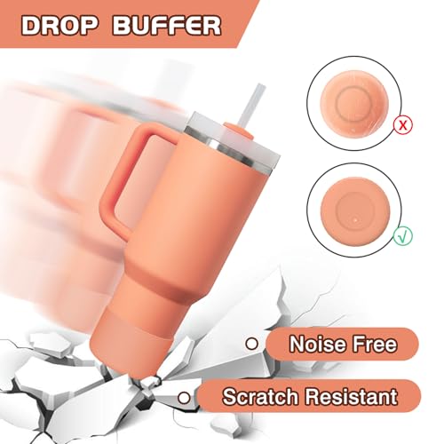 WUQID Silicone Boot Sleeve Compatible with Hydro Flask Travel Tumbler with Handle 32oz&40oz and 12-24oz Hydroflask Bottle & Stanley 20 30 40oz Tumbler, Fit 2.83-2.95in Bottom, Anti-Slip Bottle Cover - color: Nectarine