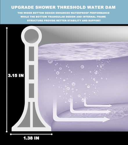 3.15" High- Shower Threshold Water Dam,39 Inch New Shower Dam - Collapsible Shower Water Dam,Shower Splash Guard Water Dam Barrier for Wet and Dry Separation - style: 39“ White