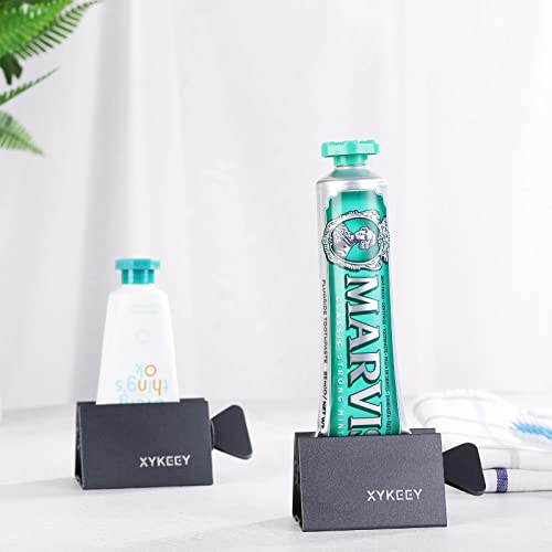 XYKEEY Toothpaste Tube Squeezer - Set of 2 Toothpaste Squeezer Rollers, Metal Toothpaste Tube Wringer Seat Holder Stand (Gray) - color: Gray