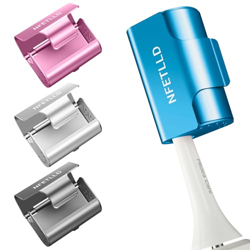 Aluminum Alloy Toothbrush Cover Cap, Long-lasting Toothbrush Head Covers Travel Toothbrush Protector Case for Electric and Manual Brushes, 4 Pcs, Silver+Blue+Pink+Gray - color: Silver+Blue+Pink+Gray