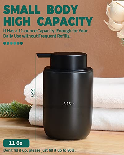 BosilunLife Lotion Pump Dispenser - Matte Black Soap Dispenser Bathroom Ceramic Dish Liquid Soap Dispenser for Kitchen, Bathroom Countertop Soap Dispensers - color: Black-liquid Pump