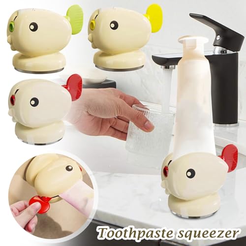 Cute Whale Toothpaste Squeezer,Suction Cup Manual Toothpaste Squeezer,Multifunction Manual Rotate Toothpaste Dispenser Bathroom Accessories Sets Products (Green) - color: Green