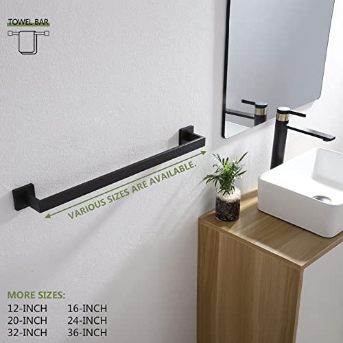 KOKOSIRI 20-Inch Single Towel Bar, Bathroom Kitchen Towel Holder, Wall Mounted SUS304 Stainless Steel Towel Rack 2 Pack, Matte Black, B4003BK-L20-P2 - color: Matte Black, size: 20-Inch (2 Pack)