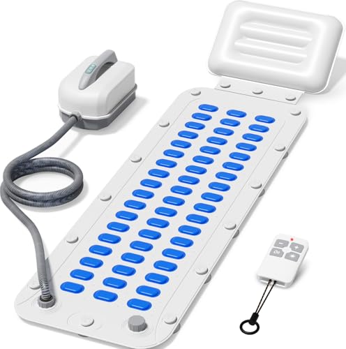 Flgocexs Bubble Bath Mat Tub Spa Massager,Full Body Waterproof Spa Mat for Bathtub, 6-Speed Bubbles, Remote Control & Non-Slip Suction Cups for Home Relaxation (Blue)