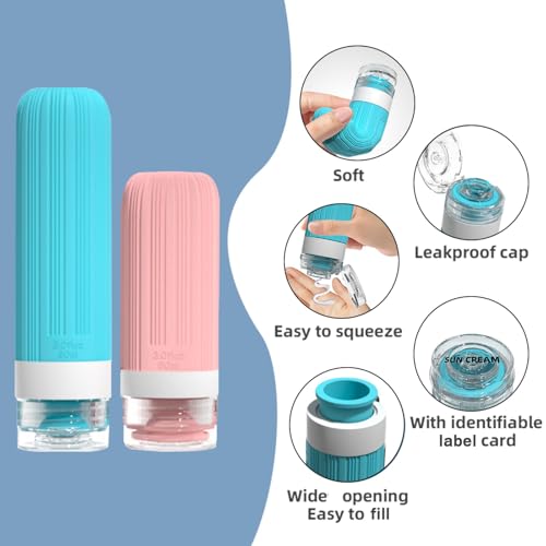 Vitog 16 Pack Travel Bottles Set, TSA Approved Silicone Toiletry Containers for Shampoo & Conditioner, Leak Proof Refillable Traveling Size Liquid Containers, Travel Essentials Toiletry Bottles - color: multicolor