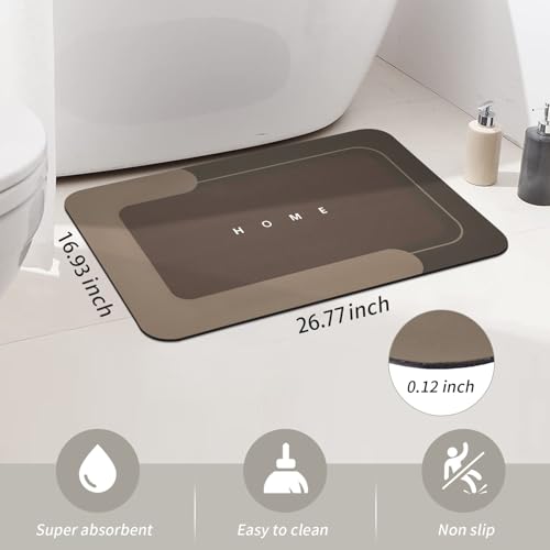 Housego Absorbent Bath Mat Magic Rug, Quick Drying Magic Bath Mat Non-Slip Floor Rug Rubber Backed for Bathroom Kitchen Shower Sink, Water Absorbent (1PC, 16.93''x26.77’’, Brown) - color: Brown, size: 1'5" x 2'3" (Rectangular)