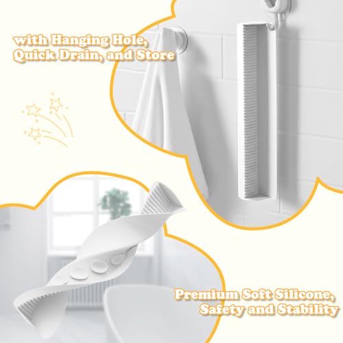 AGPTEK 24 Inch Bathtub Splash Guard with 10 Suction Cups, Silicone Tub Water Splash Guard for Bathtub, Bath Toy Tray Holder Play Shelf for Kids, Universal for Bathroom, Kitchen Sink (White) - color: White