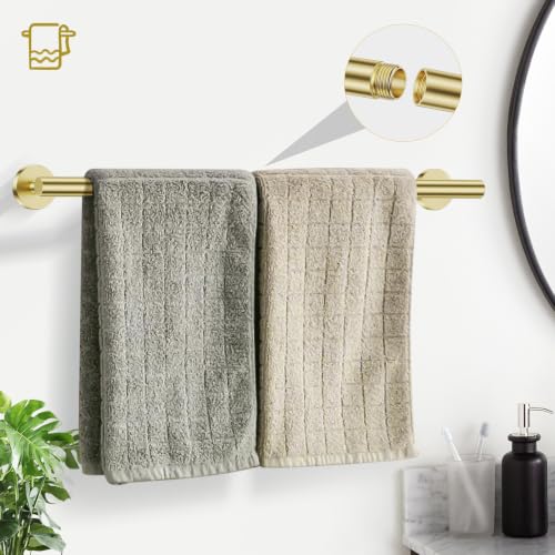 TURS Brushed Gold Bathroom Hardware Set 5 Piece, SUS304 Stainless Steel Bath Towel Bar Set, 24 Inch Bathroom Accessories Kit Wall Mounted - color: Brusehd Light Gold