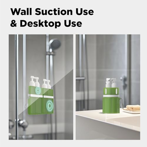 4 in 1 Travel Dispenser Bottle,TSA Approved Refillable Travel Size Toiletries Bottles Set with Suction Cup for Smooth Walls - for Shampoo,Conditioner,Body Wash,Lotion.(Green) - color: Green