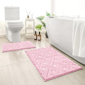 HOMEIDEAS Light Pink Bathroom Rug Set 2 Piece, Soft Microfiber Tufted Bath Mats, Super Absorbent Non Slip, Machine Washable Bathroom Rugs for Tub, Shower and Floor, 20" x 32" Plus 16" x 24" - color: Light Pink