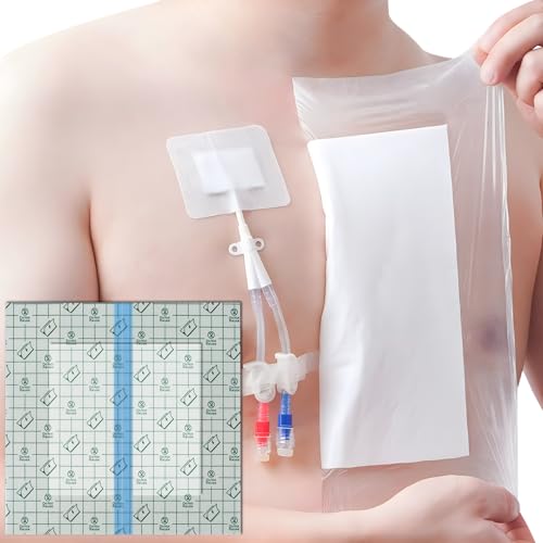 14 Pcs Waterproof Shower Cover 12"x12" with Non-Stick Center Pad for Large Port Surgery Incisions Protector Patch Transparent Film Clear Adhesive Wounds Dressing Bandage Shields - size: 12x12 Inch (Pack of 14)