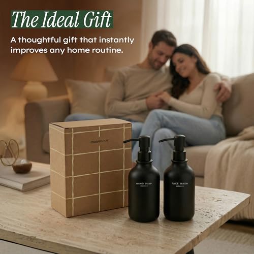 Shampoo and Conditioner Dispenser Wall Mounted Set of 2 Black - No Drill Shower Soap Dispenser for Bathroom Refillable - Spa Hotel Style Accessories by MaisoNovo - color: Black Set of 2