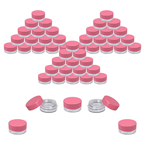 Houseables Sample Containers, Lip Balm Containers, Sample Jars, Mini Jars with Lids, Small, Empty, Makeup, Powder, Gloss, Cosmetic, Tiny, Chapstick, Dab, Wax, Scrub, Little, Pink, Plastic 3 Gram, 50PK - color: Pink, size: 50 Pack