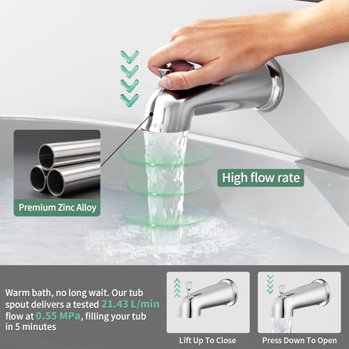 SunCleanse Tub Shower Faucet Set with Pressure Balance Valve, 8-Inch Rain Shower Head and Tub Spout, Single-Handle Shower Trim Kit, Shower Head and Handle Set for bathroom, Chrome - color: Chrome