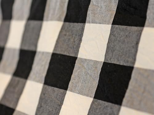 HAPPYHEIDI Large Cotton Black White Checker Makeup Bag with Compartment Cosmetic Toiletry Travel Pouch,Purse Accessory Organizer,Canvas Lined - color: Cotton Checker Large - w Compartment