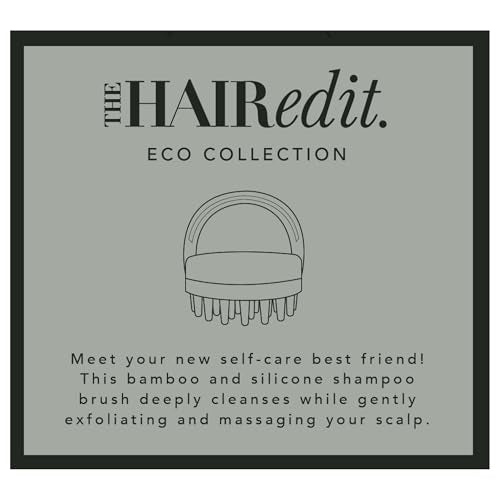 The Hair Edit Scalp Renew Bamboo Shampoo Massage Brush, Scalp Scrubber with Soft Silicone Bristles for Hair Growth, Exfoliation